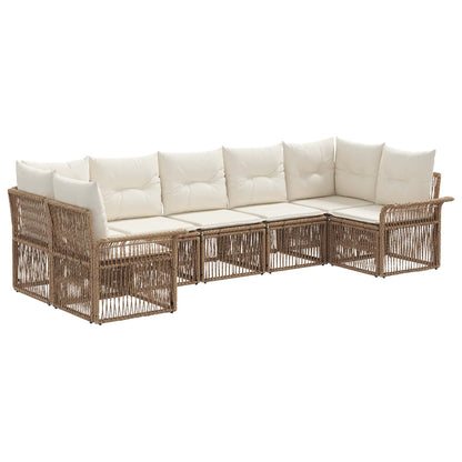 Set Divano da Giardino 7 pz 7-Numero di posti Beige polyrattan