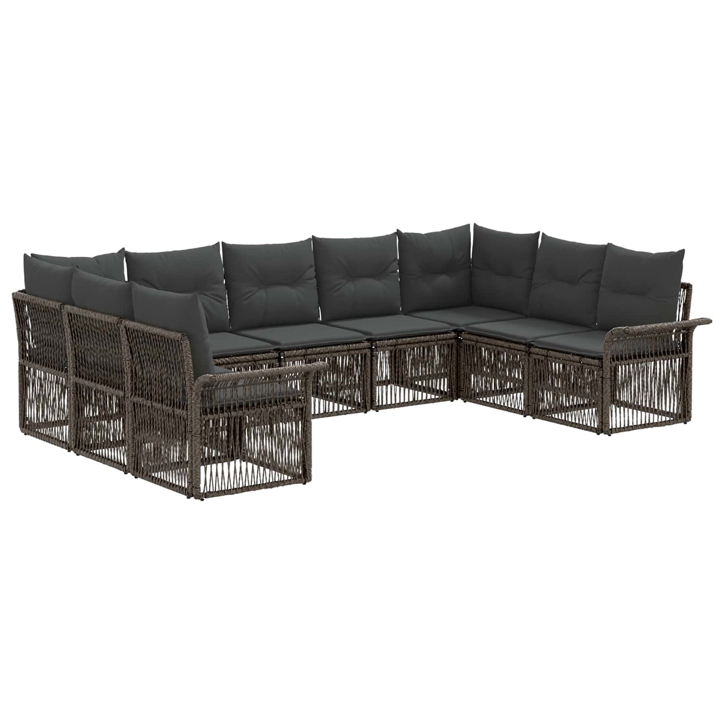 Set Divano da Giardino 9 pcs Grigio polyrattan | homemem39
