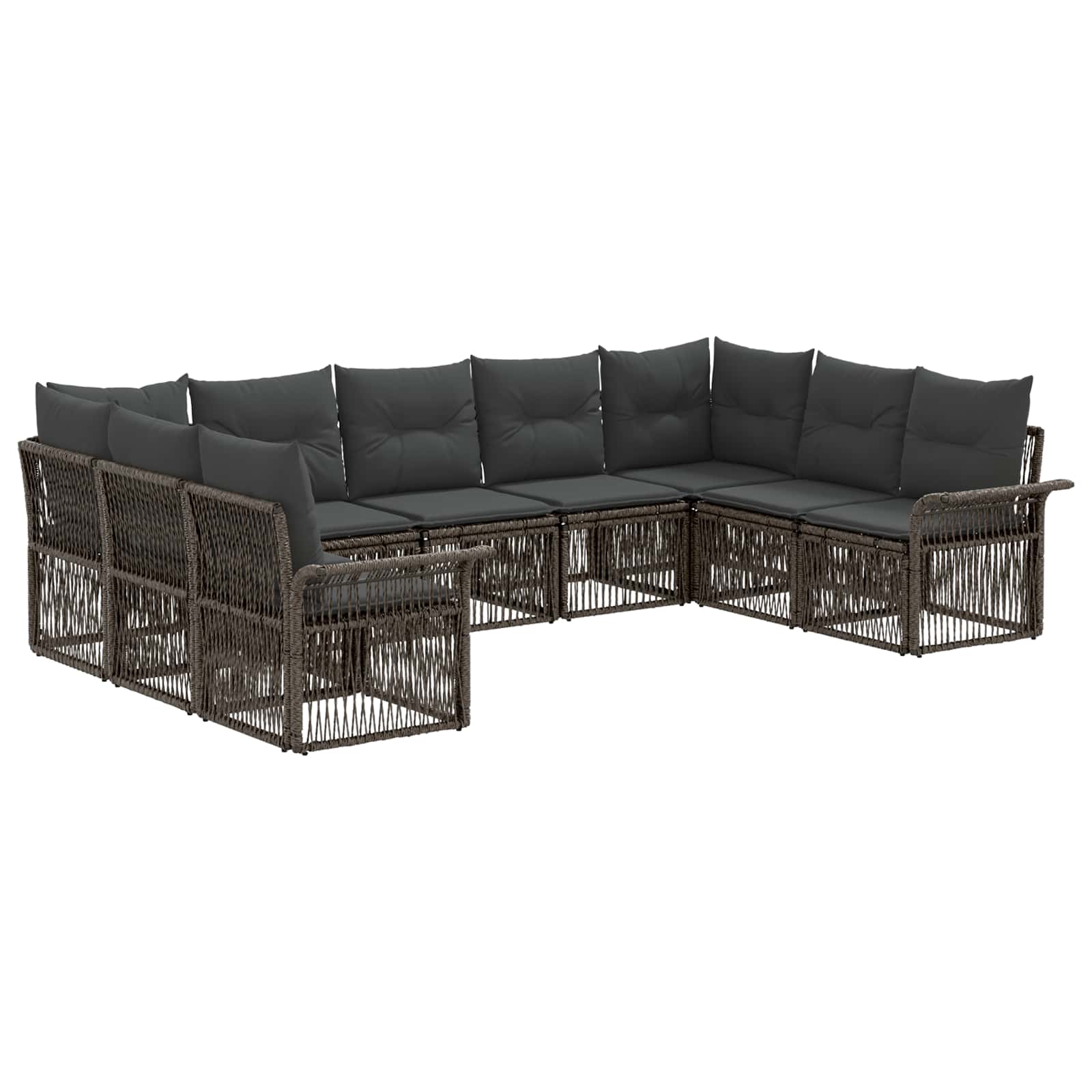 Set Divano da Giardino 9 pcs Grigio polyrattan | homemem39