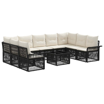 Set Divano da Giardino 10 pcs Nero polyrattan | homemem39