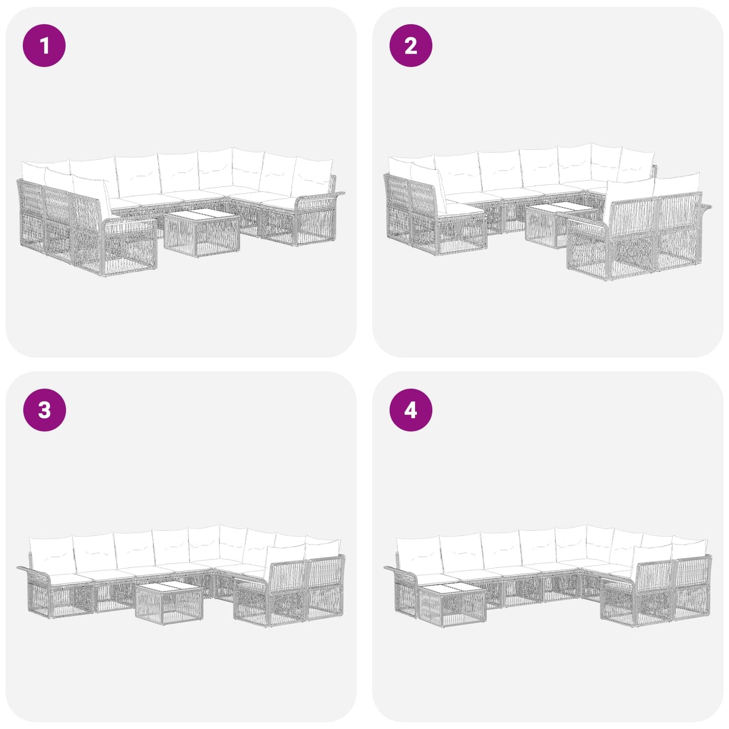 Set Divano da Giardino 10 pcs Nero polyrattan | homemem39
