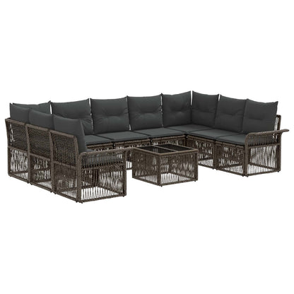 Set Divano da Giardino 10 pcs Grigio polyrattan | homemem39