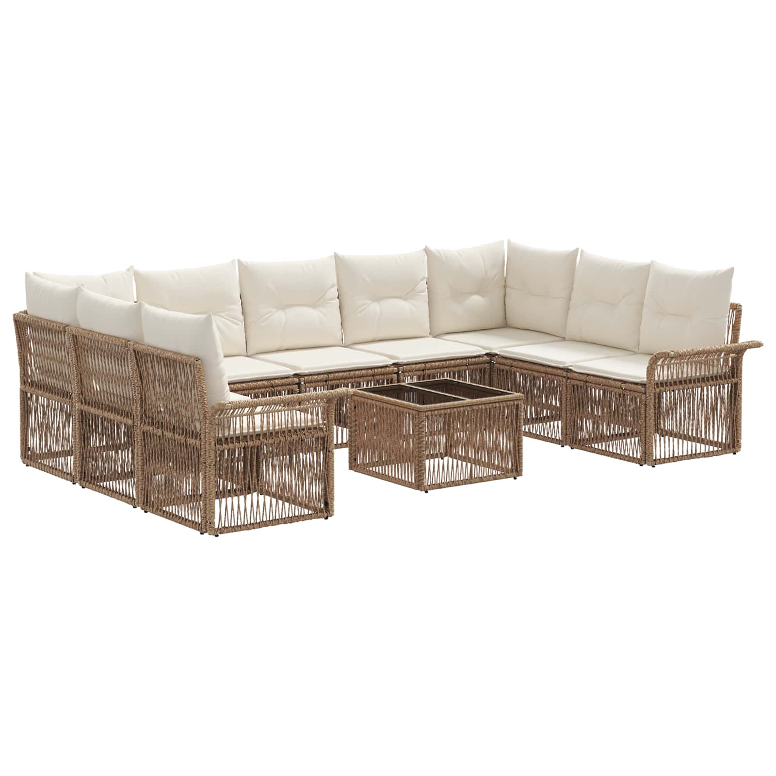 Set Divano da Giardino 10 pcs Beige polyrattan | homemem39