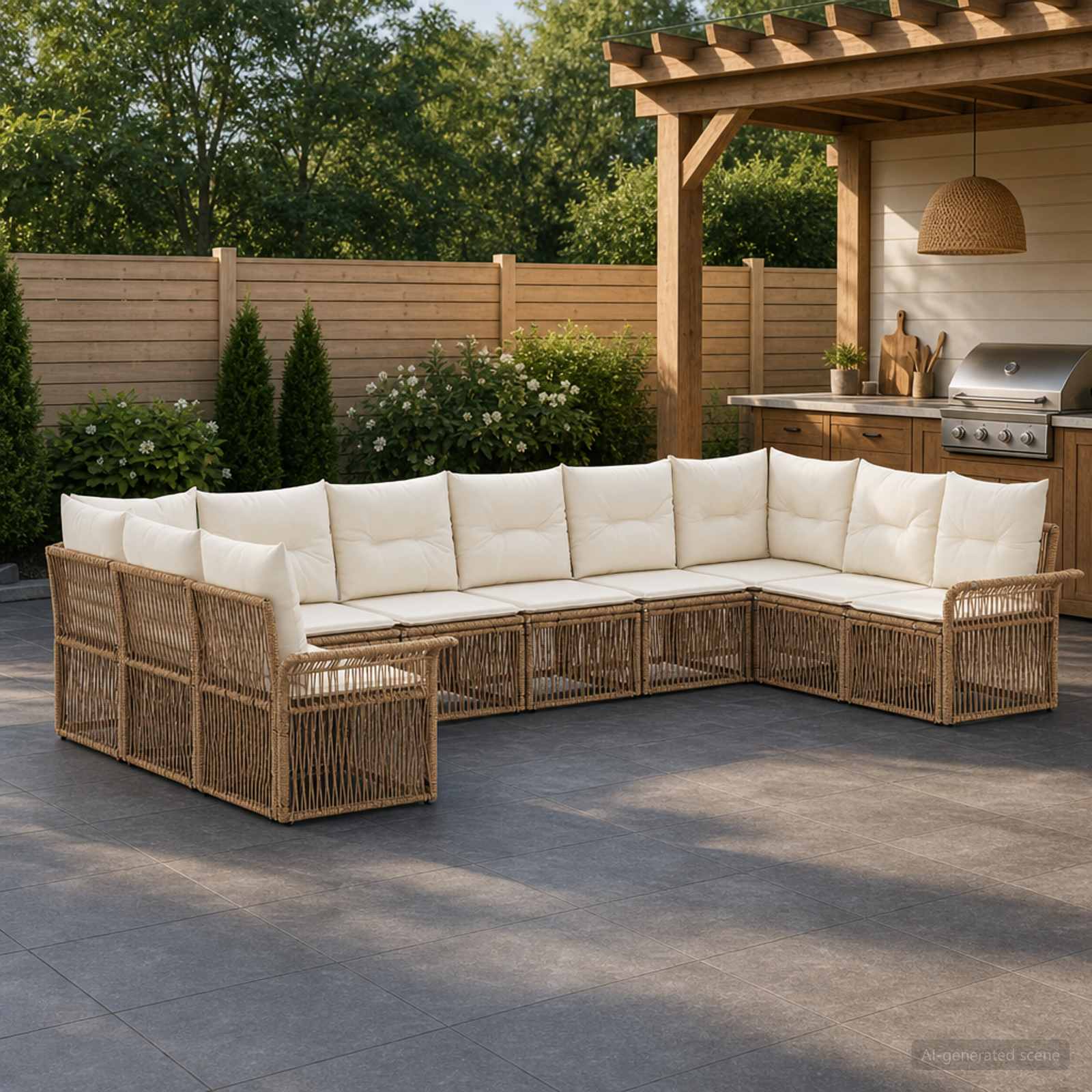 Set Divano da Giardino 10 pcs Beige polyrattan | homemem39