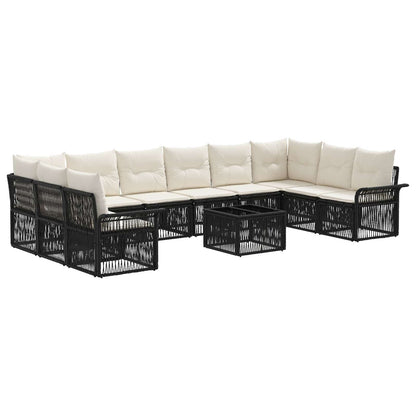 Set Divano da Giardino 11 pcs Nero polyrattan | homemem39