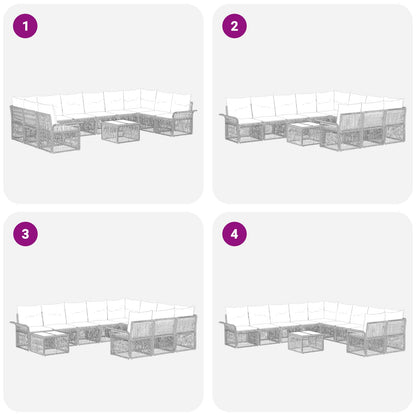 Set Divano da Giardino 11 pcs Nero polyrattan | homemem39