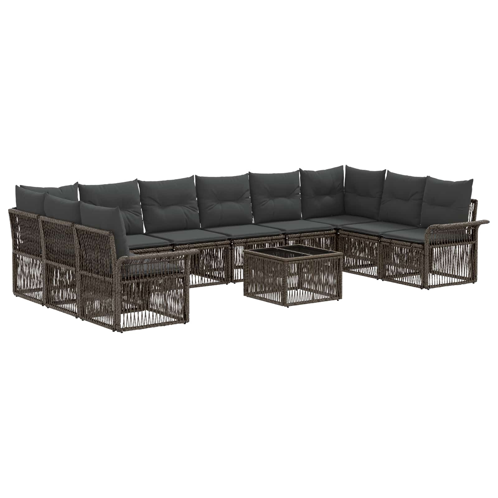 Set Divano da Giardino 11 pcs Grigio polyrattan | homemem39