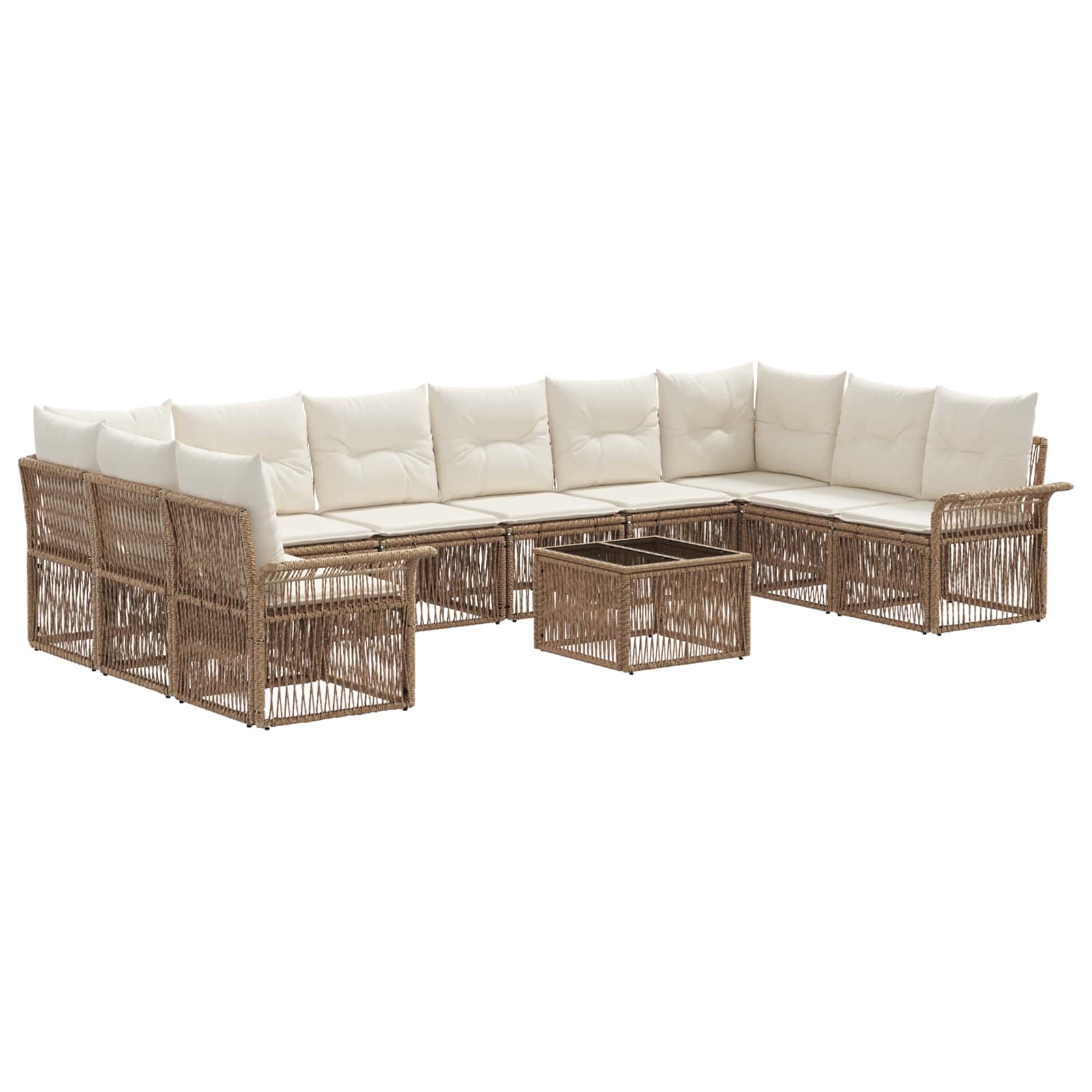 Set Divano da Giardino 11 pcs Beige polyrattan | homemem39