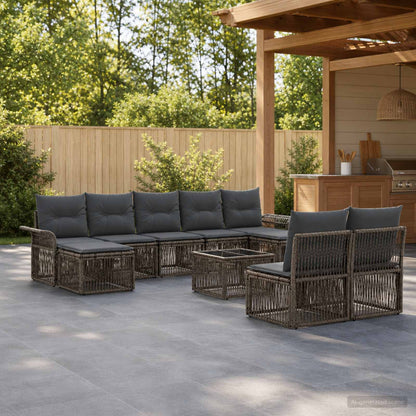 Set Divano da Giardino 10 pcs Grigio polyrattan | homemem39