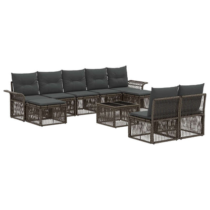 Set Divano da Giardino 10 pcs Grigio polyrattan | homemem39