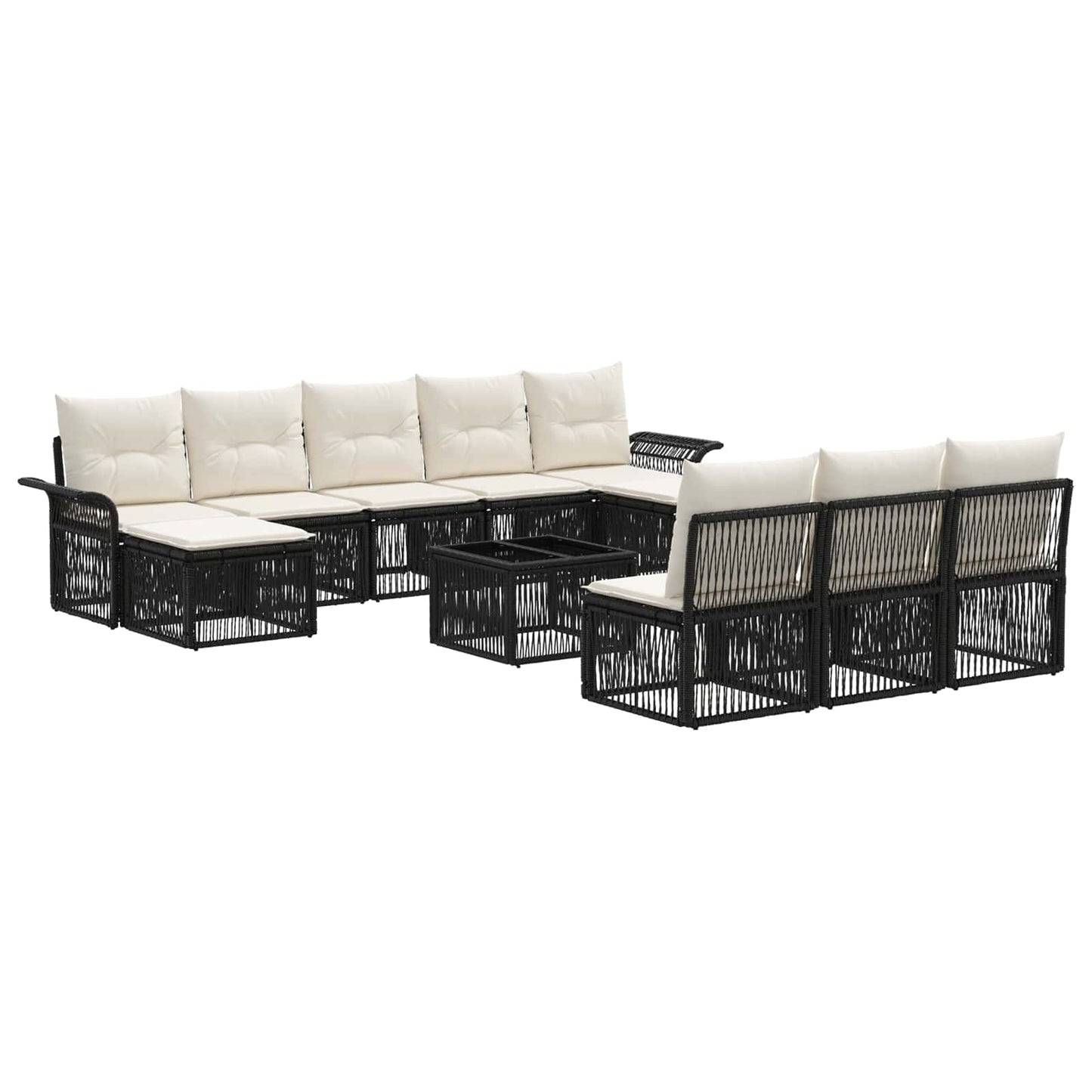 Set Divano da Giardino 11 pcs Nero polyrattan | homemem39