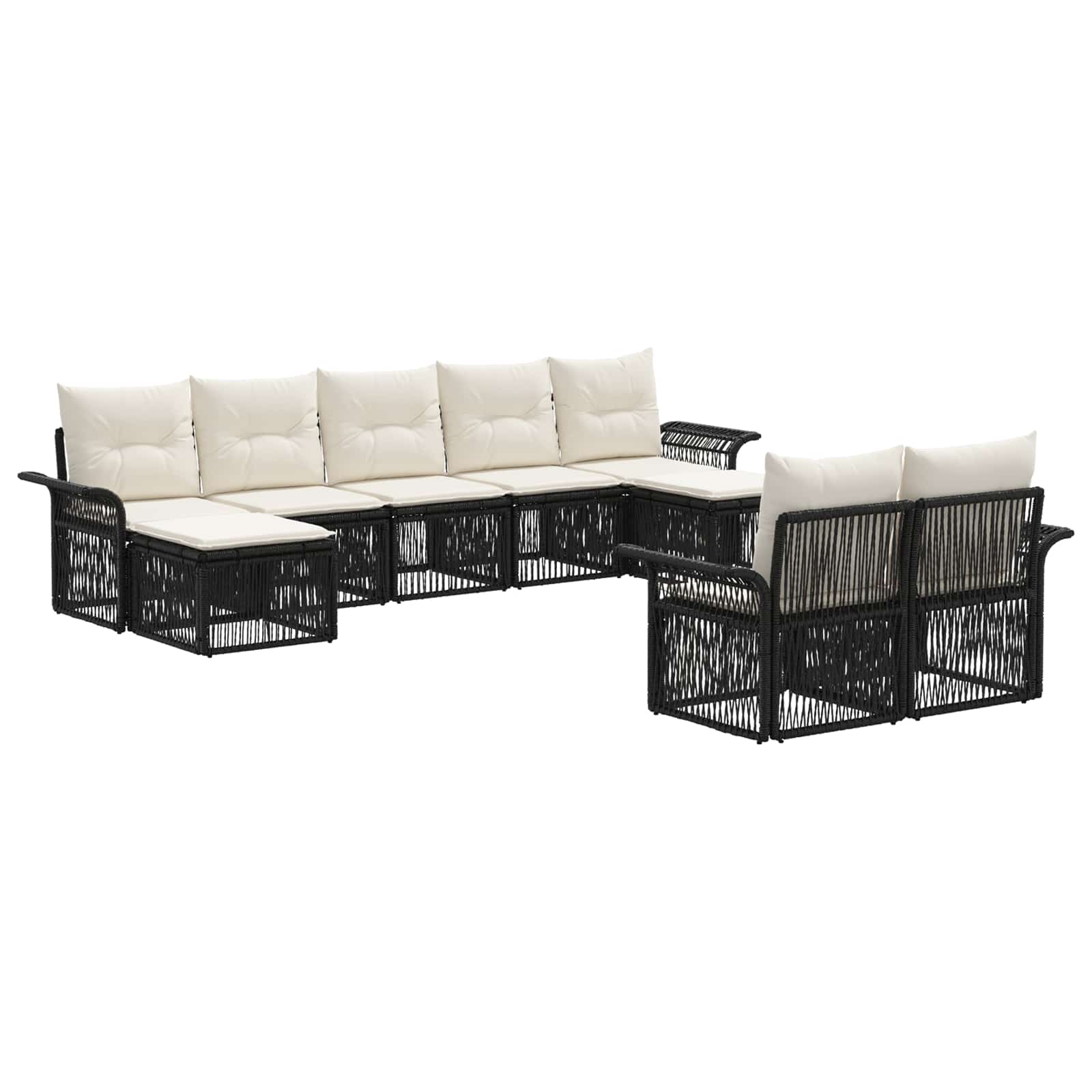 Set Divano da Giardino 9 pcs Nero polyrattan | homemem39