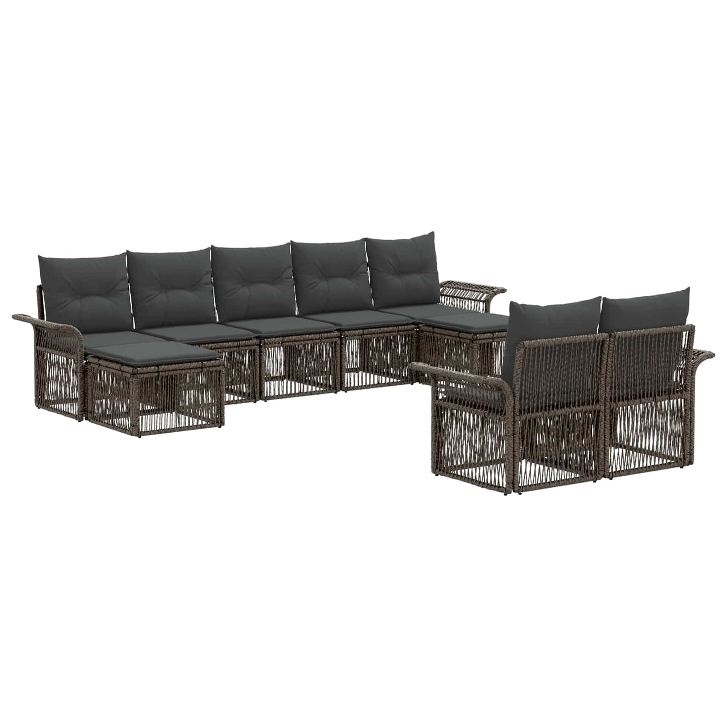 Set Divano da Giardino 9 pcs Grigio polyrattan | homemem39