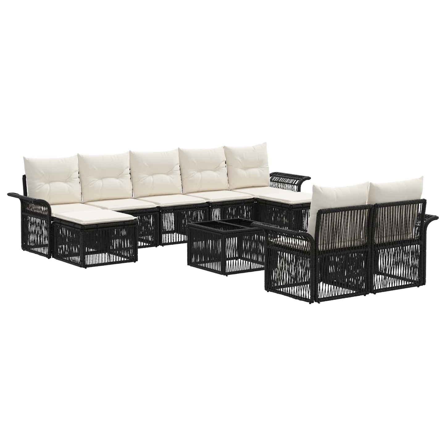 Set Divano da Giardino 10 pcs Nero polyrattan | homemem39