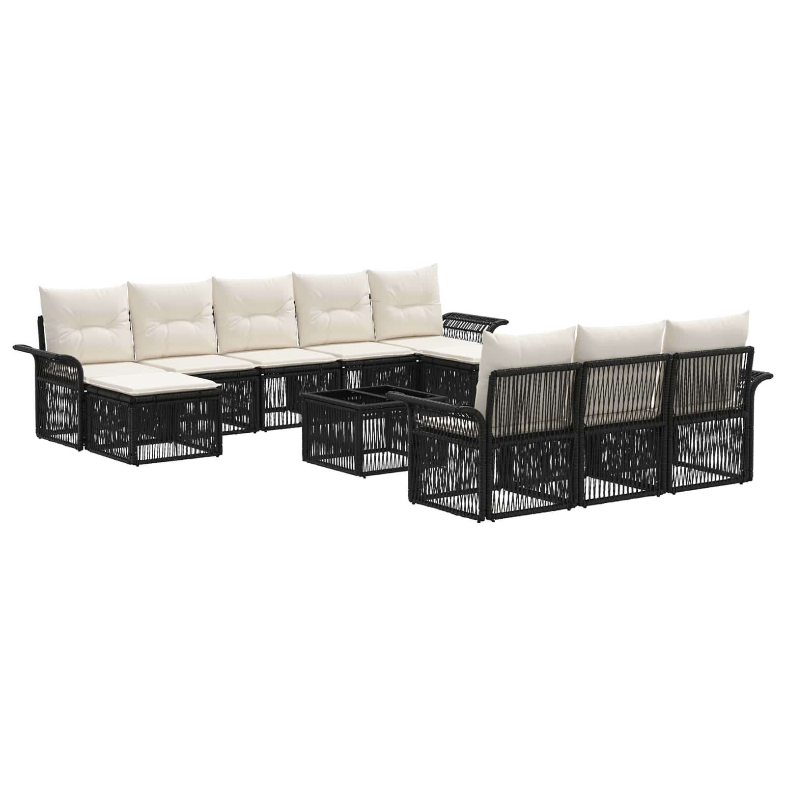 Set Divano da Giardino 11 pcs Nero polyrattan | homemem39
