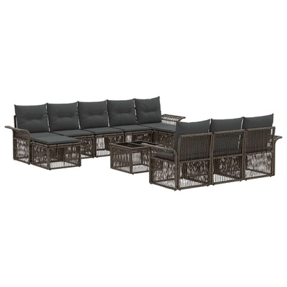 Set Divano da Giardino 11 pcs Grigio polyrattan | homemem39