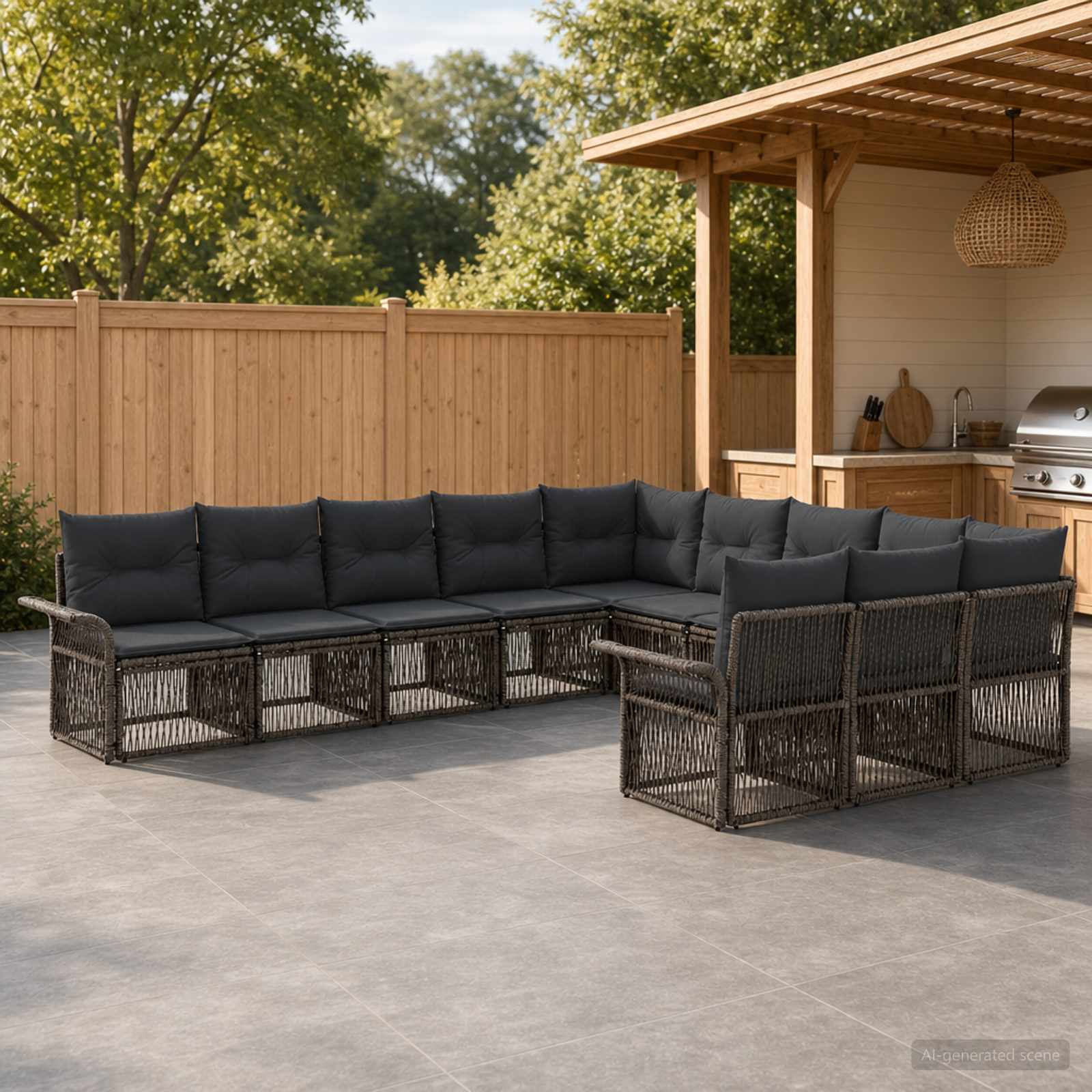 Set Divano da Giardino 11 pz Grigio polyrattan | homemem39