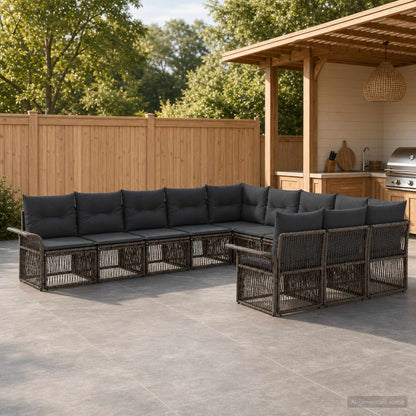 Set Divano da Giardino 11 pz Grigio polyrattan | homemem39