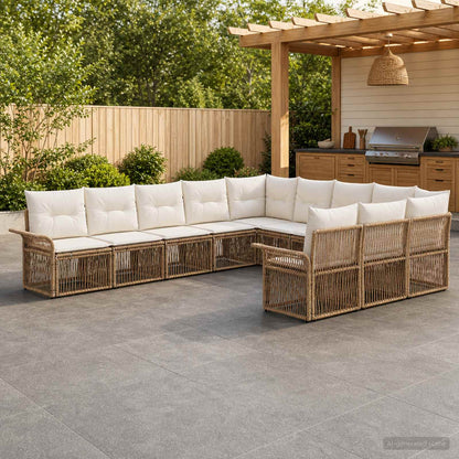 Set Divano da Giardino 11 pcs Beige polyrattan | homemem39