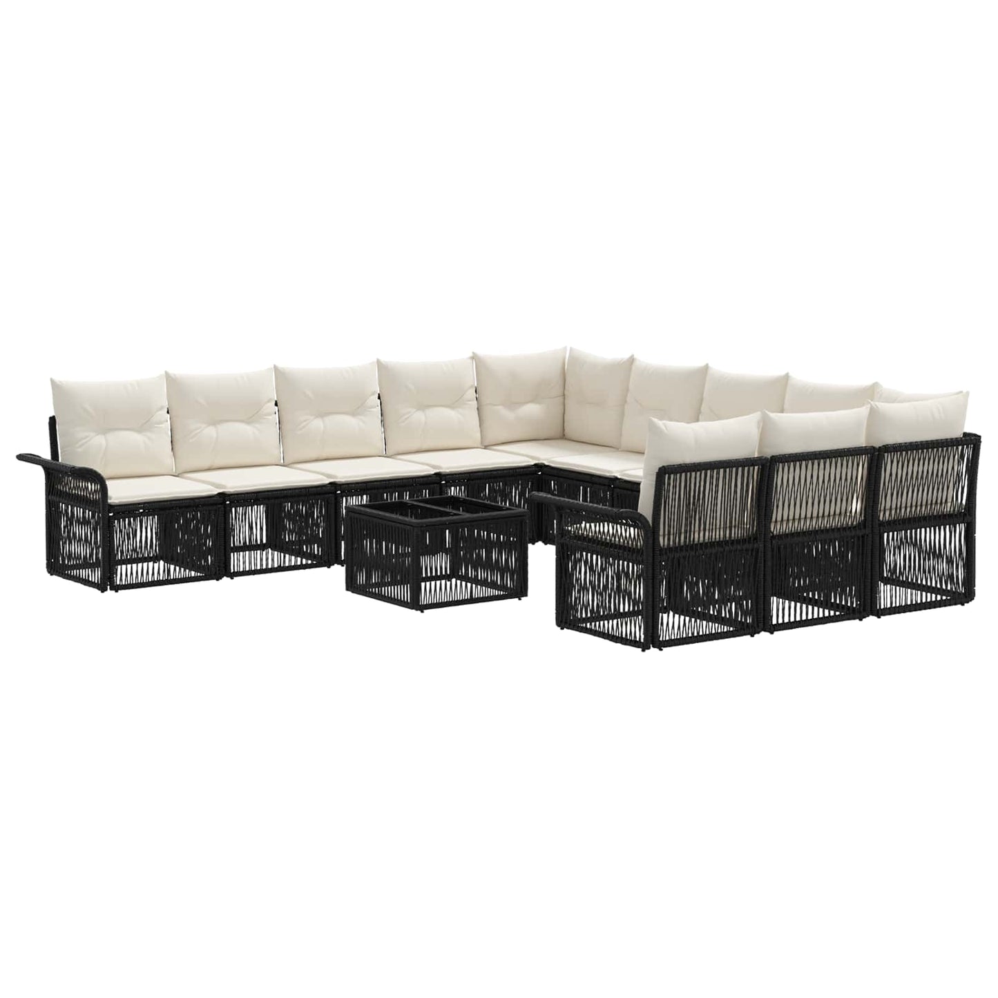 Set Divano da Giardino 12 pcs Nero polyrattan | homemem39