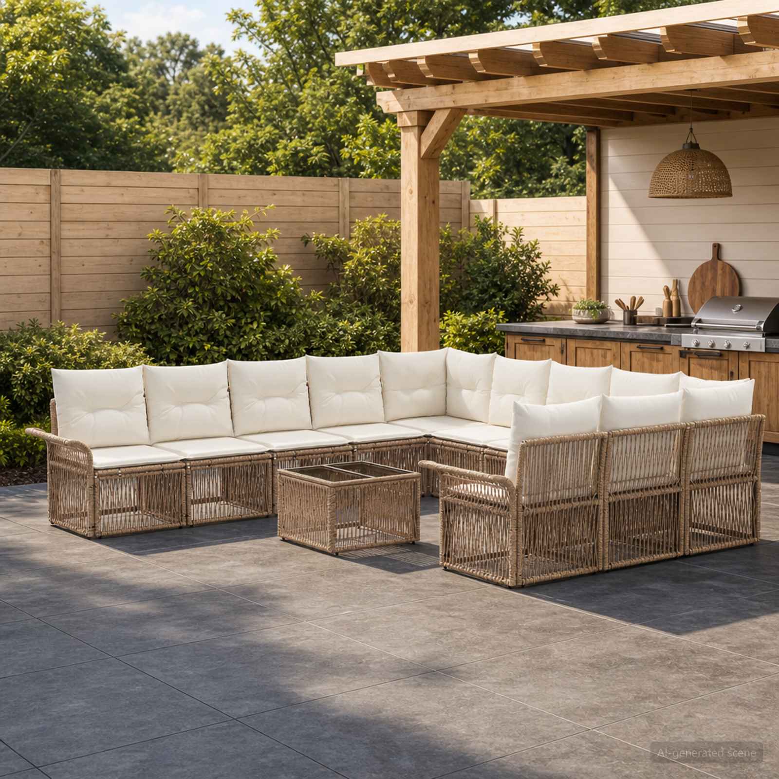 Set Divano da Giardino 12 pcs Beige polyrattan | homemem39