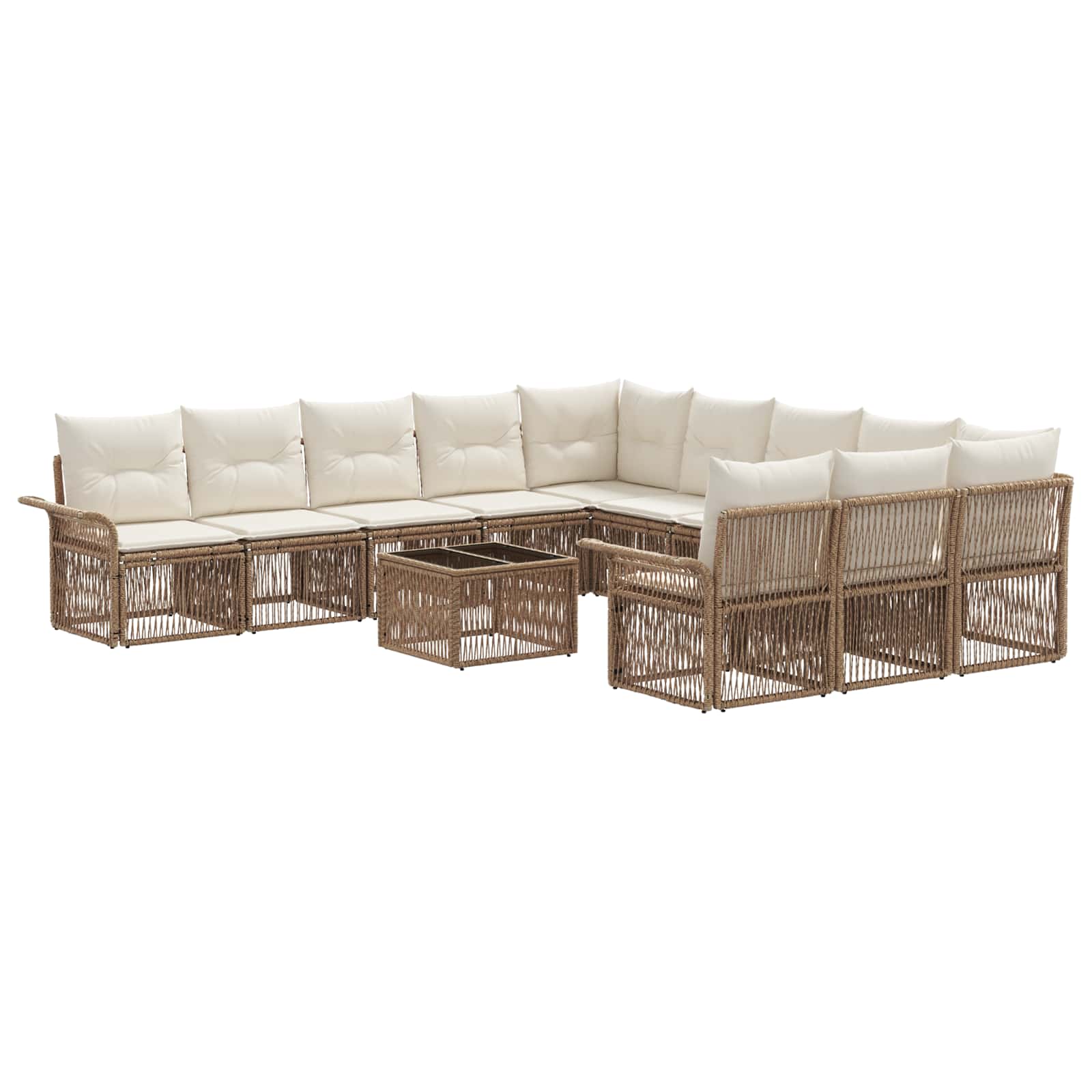 Set Divano da Giardino 12 pcs Beige polyrattan | homemem39
