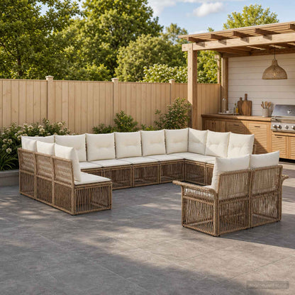 Set Divano da Giardino 12 pz Beige polyrattan