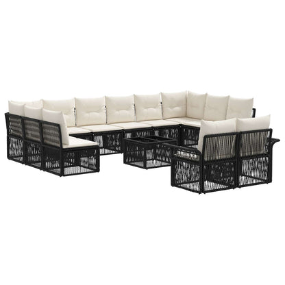 Set Divano da Giardino 13 pcs Nero polyrattan | homemem39