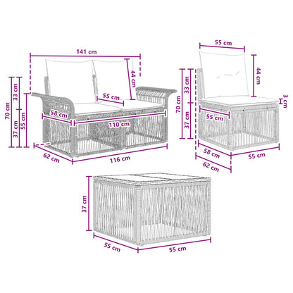 Set Divano da Giardino 13 pcs Nero polyrattan | homemem39