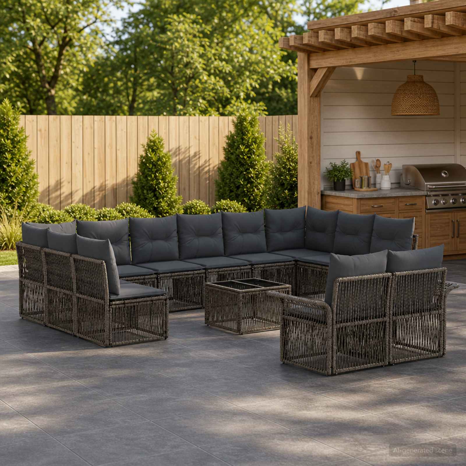 Set Divano da Giardino 13 pcs Grigio polyrattan | homemem39