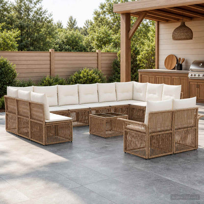 Set Divano da Giardino 13 pcs Beige polyrattan | homemem39