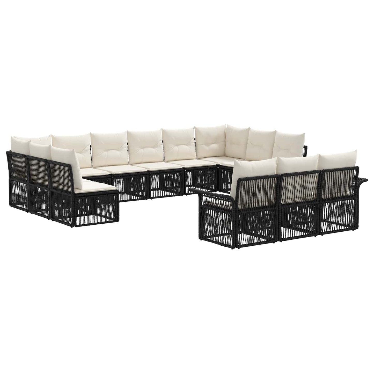 Set Divano da Giardino 13 pcs Nero polyrattan | homemem39