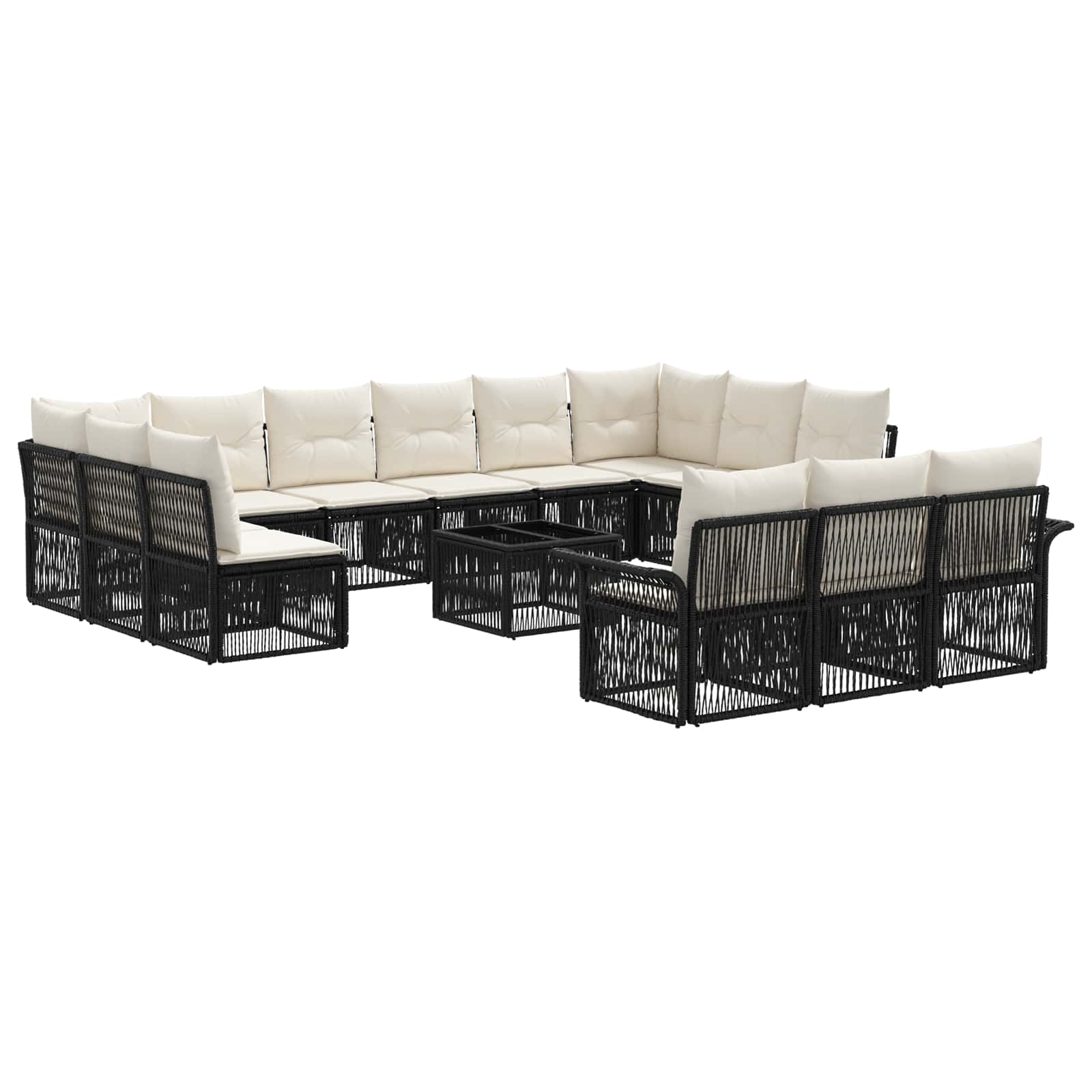 Set Divano da Giardino 14 pcs Nero polyrattan | homemem39