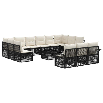 Set Divano da Giardino 14 pcs Nero polyrattan | homemem39