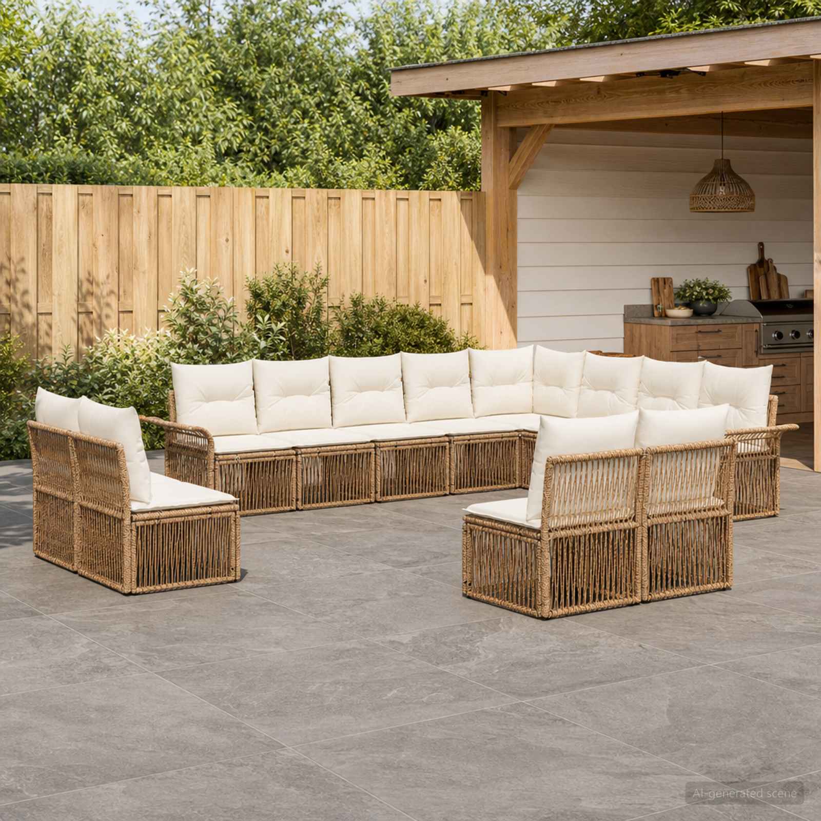 Set Divano da Giardino 12 pcs Beige polyrattan | homemem39