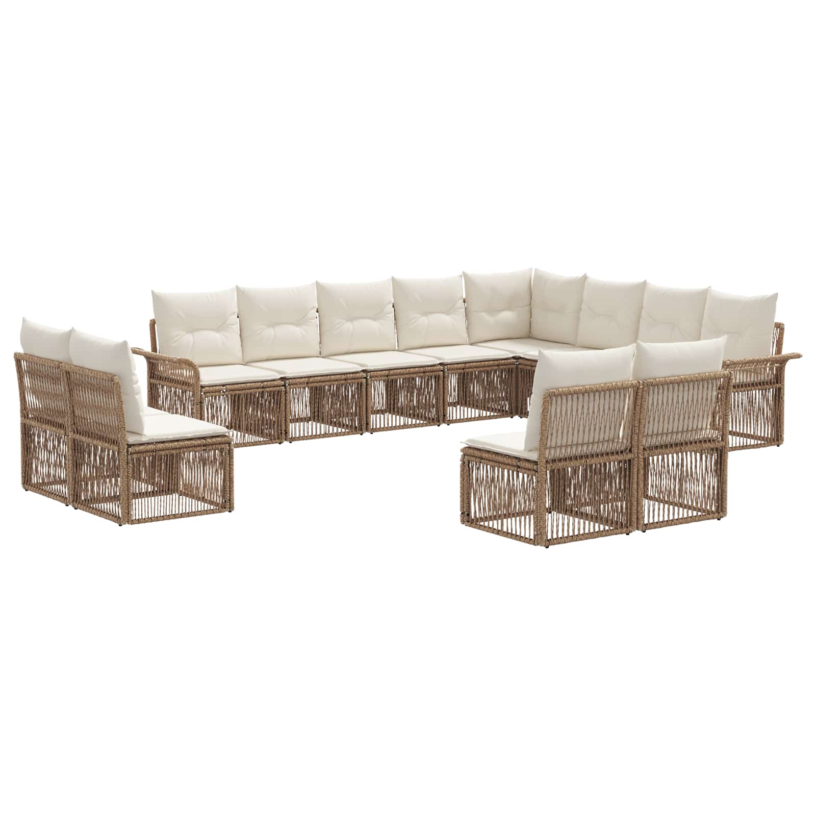 Set Divano da Giardino 12 pcs Beige polyrattan | homemem39