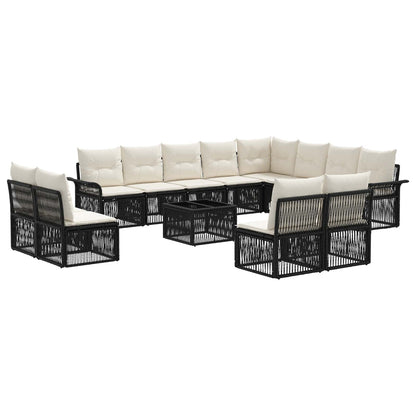 Set Divano da Giardino 13 pcs Nero polyrattan | homemem39