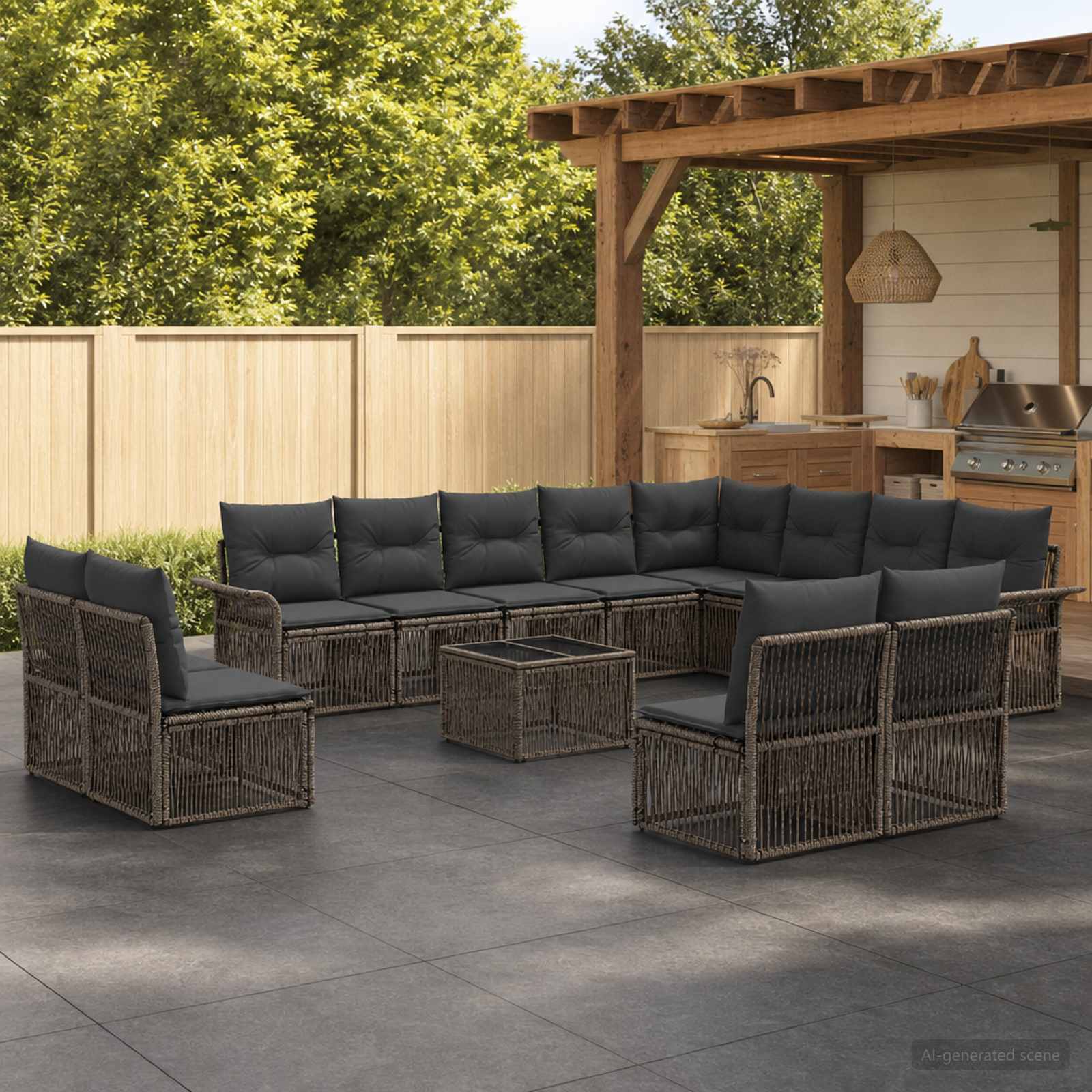Set Divano da Giardino 13 pcs Grigio polyrattan | homemem39