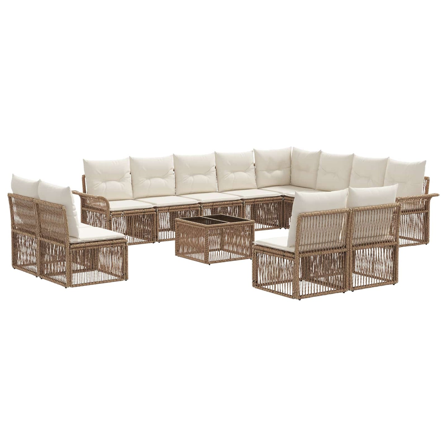 Set Divano da Giardino 13 pcs Beige polyrattan | homemem39