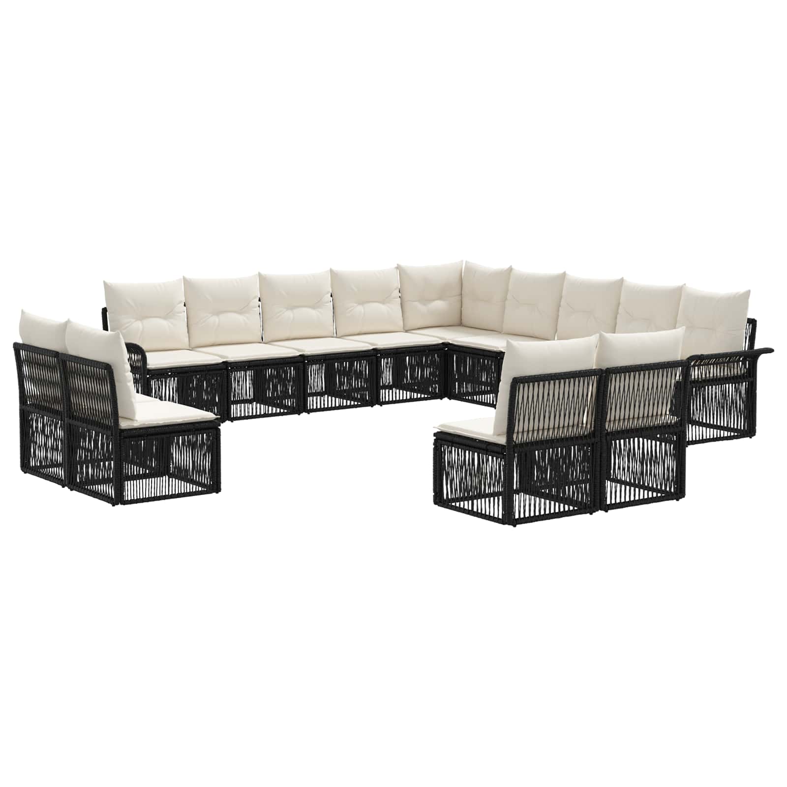 Set Divano da Giardino 13 pcs Nero polyrattan | homemem39
