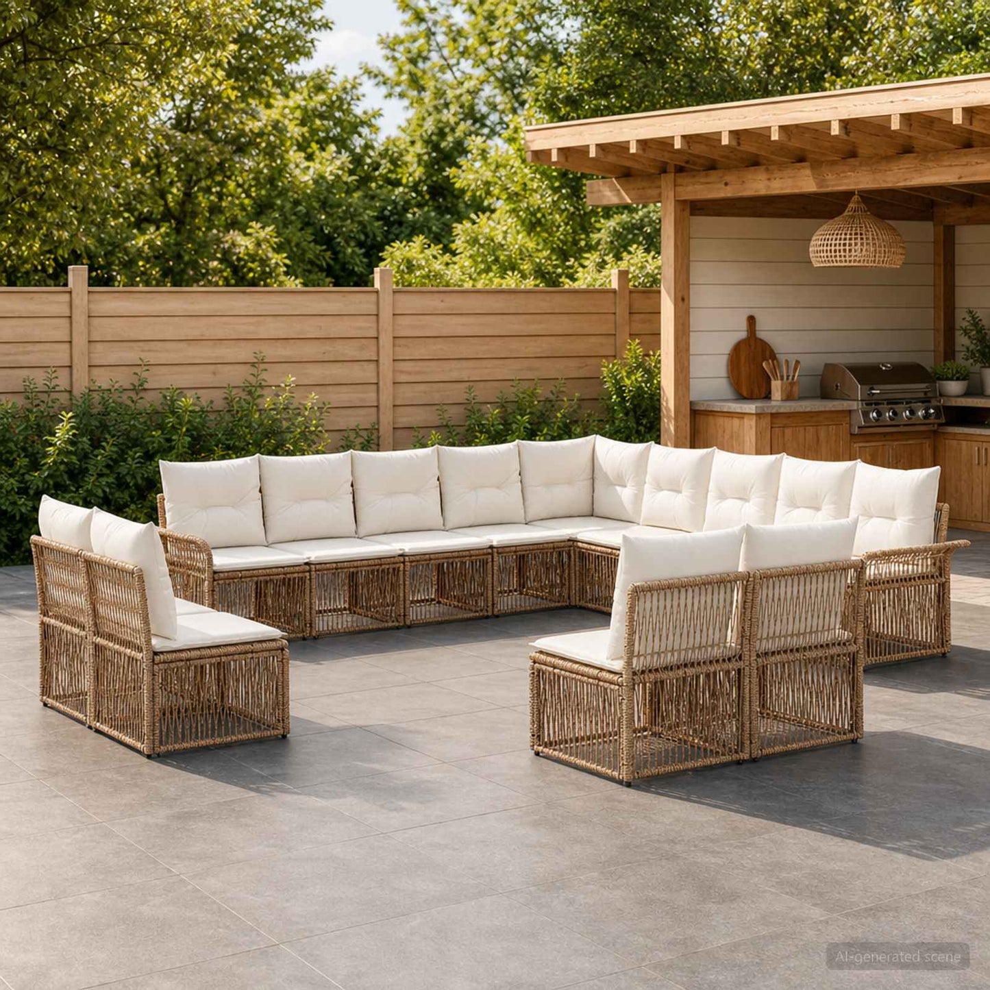 Set Divano da Giardino 13 pcs Beige polyrattan | homemem39