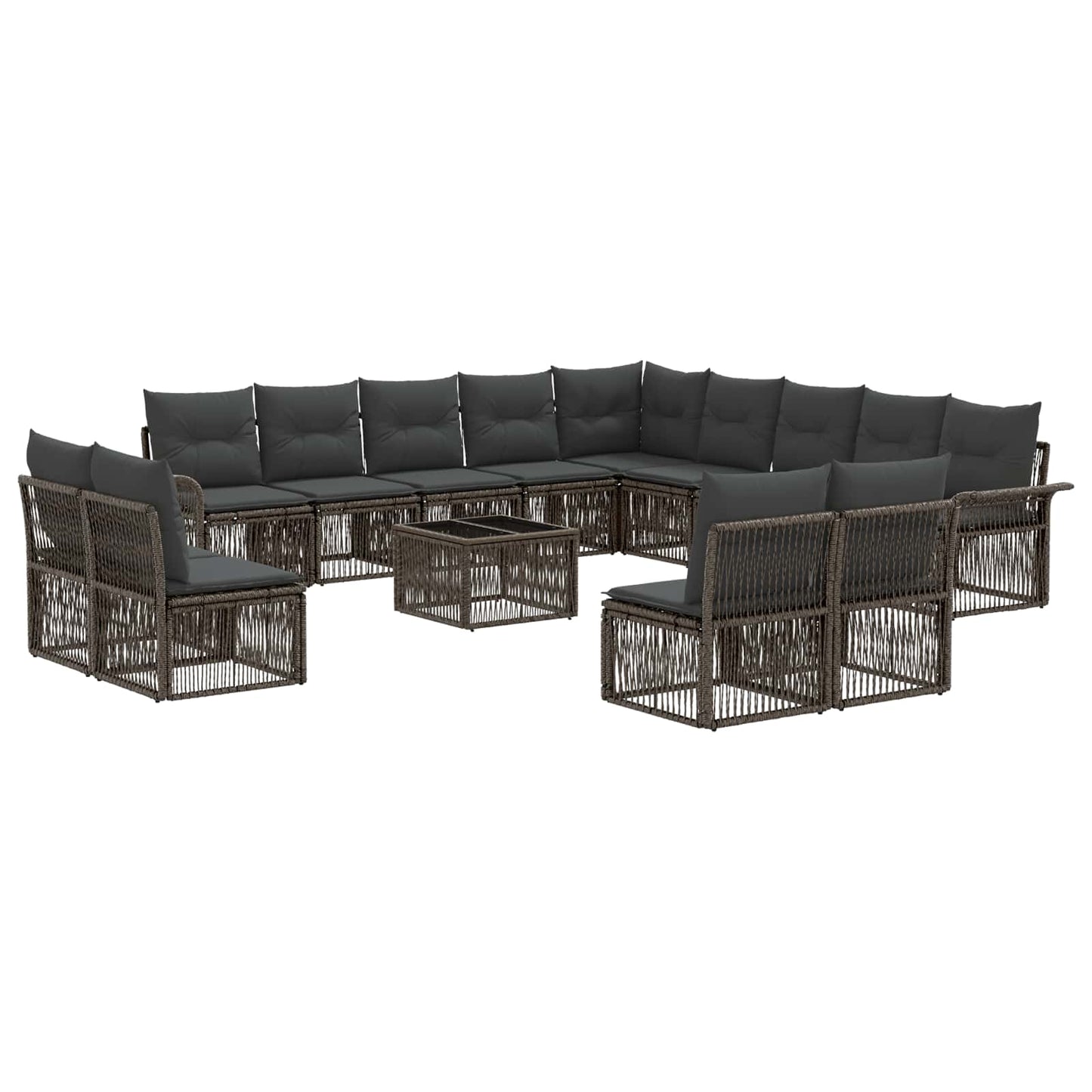 Set Divano da Giardino 14 pcs Grigio polyrattan | homemem39