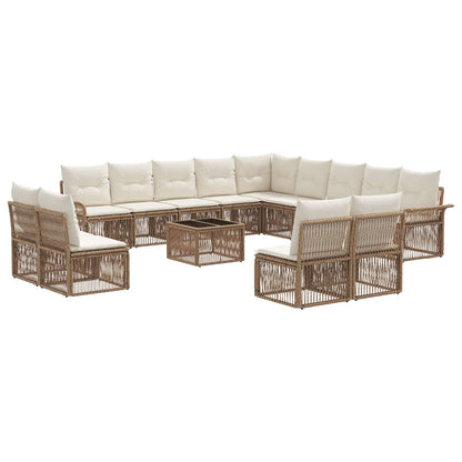 Set Divano da Giardino 14 pcs Beige polyrattan | homemem39