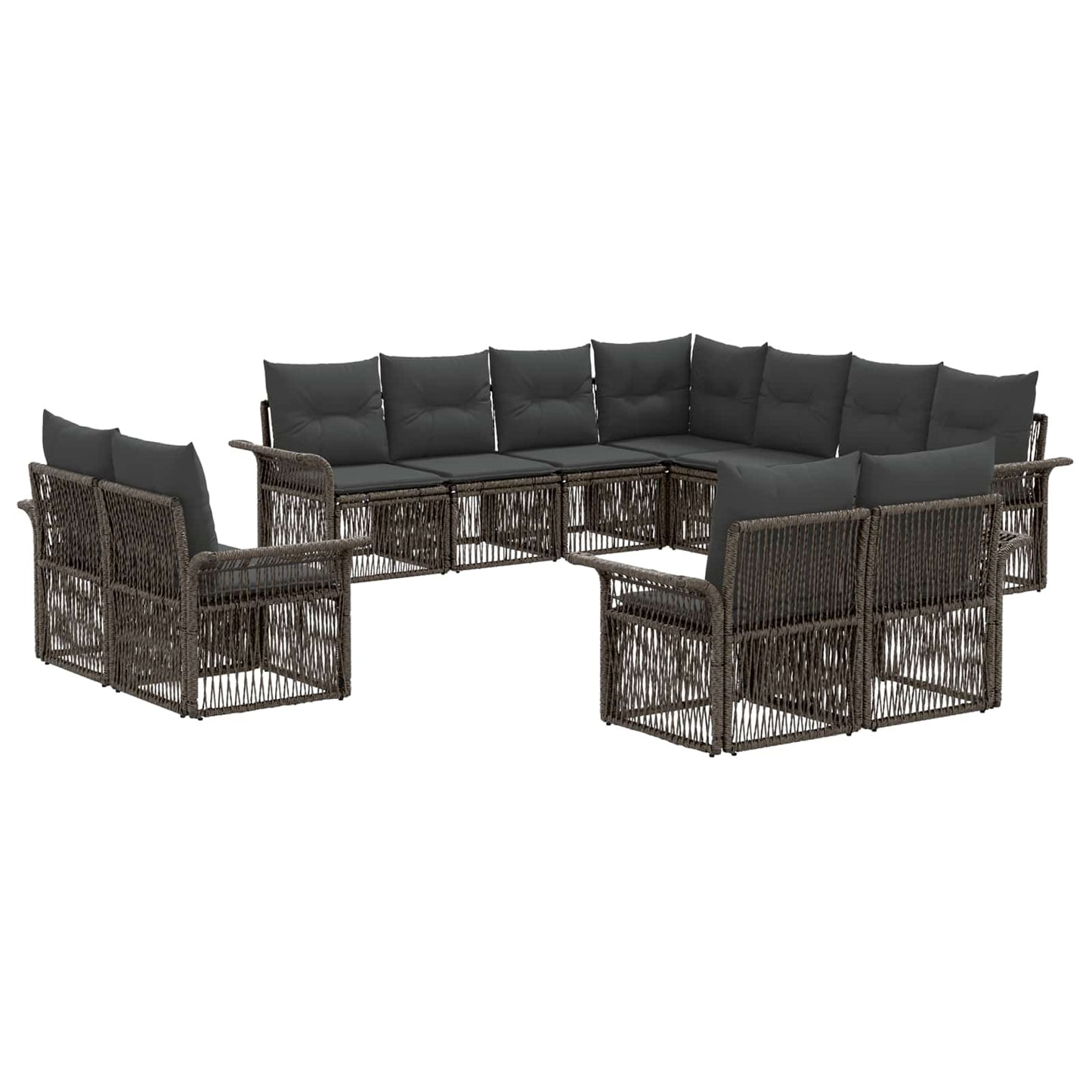 Set Divano da Giardino 11 pcs Grigio e Grigio Scuro polyrattan | homemem39