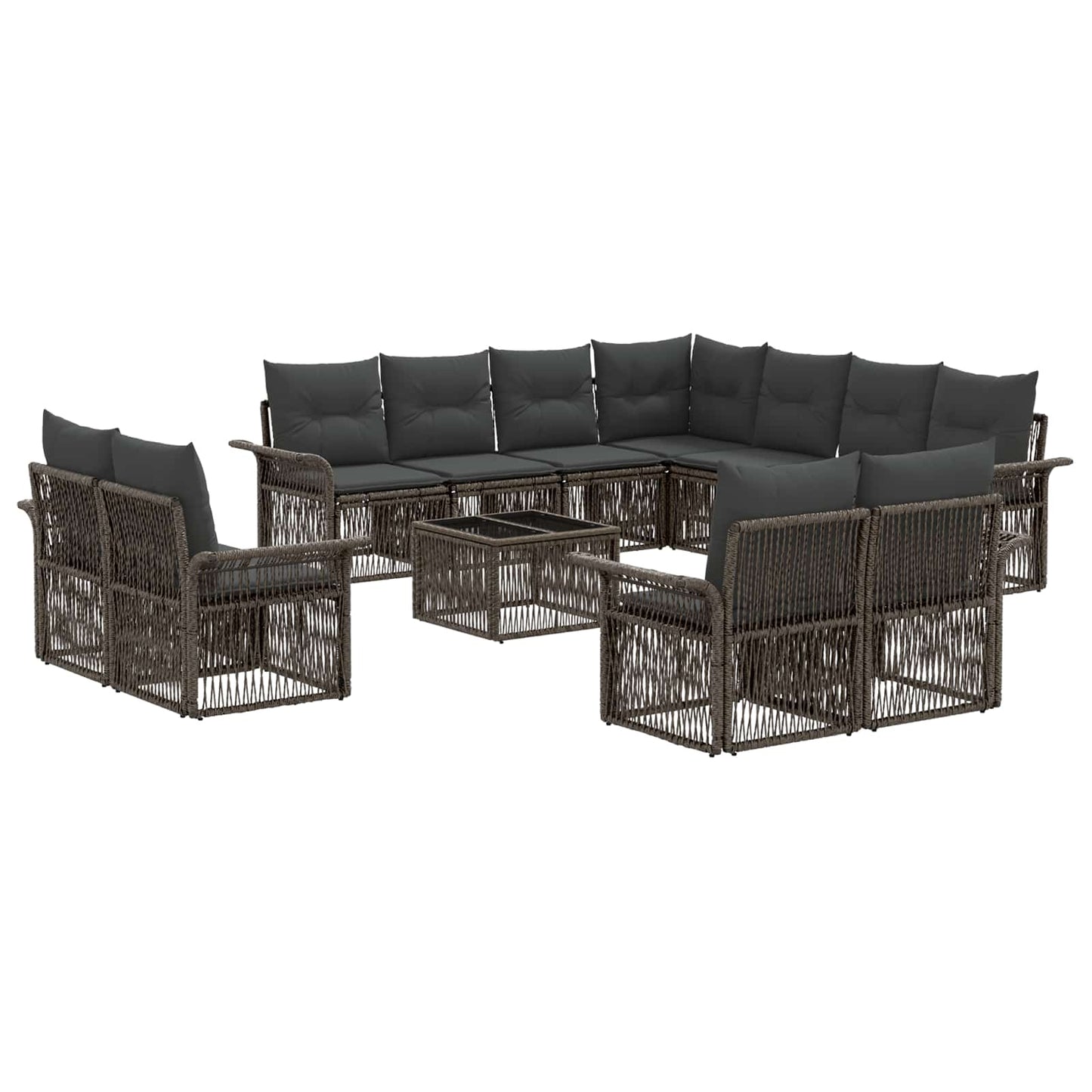 Set Divano da Giardino 12 pcs Grigio e Grigio Scuro polyrattan | homemem39