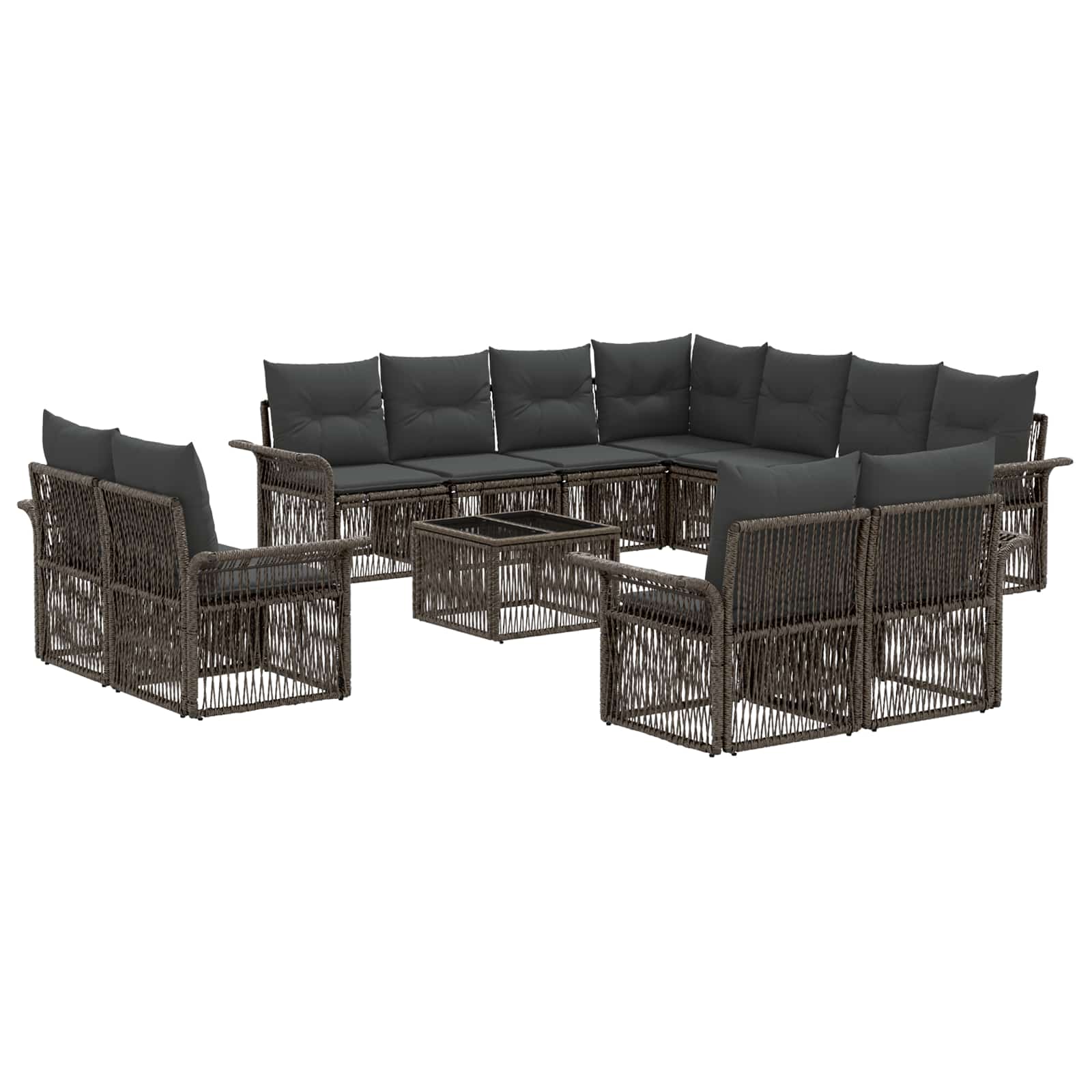 Set Divano da Giardino 12 pcs Grigio e Grigio Scuro polyrattan | homemem39