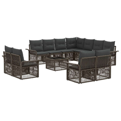 Set Divano da Giardino 12 pcs Grigio e Grigio Scuro polyrattan | homemem39