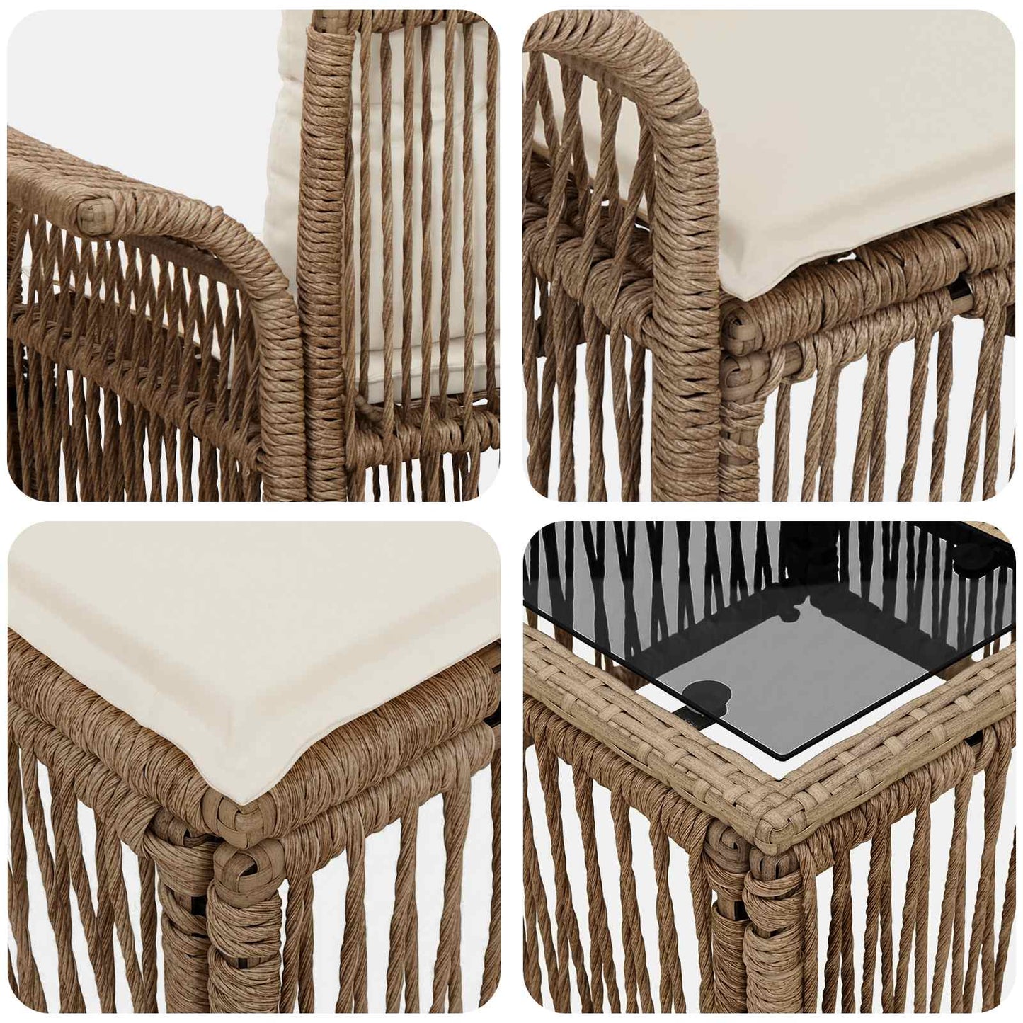 Set Divano da Giardino 12 pcs Beige e Bianco Crema polyrattan | homemem39