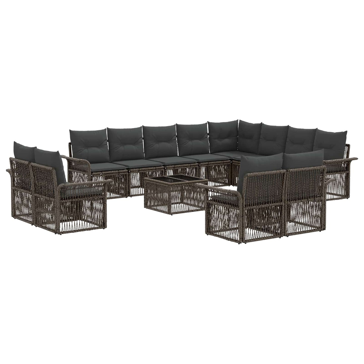 Set Divano da Giardino 13 pcs Grigio e Grigio Scuro polyrattan | homemem39