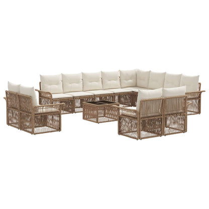 Set Divano da Giardino 13 pcs Beige e Bianco Crema polyrattan | homemem39